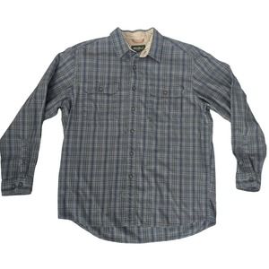 EUC MENS EDDIE BAUER 100% COTTON L/S Plaid Shirt Size Large